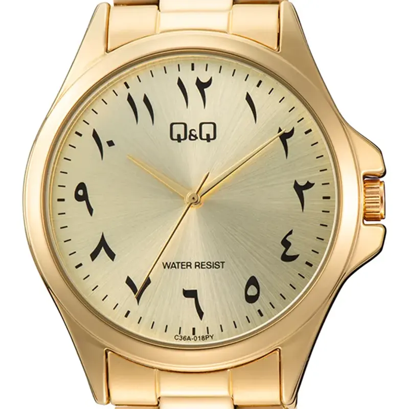 Q&Q Japan Quartz Gold Dial Gold-tone Men's Watch- C36A-018PY